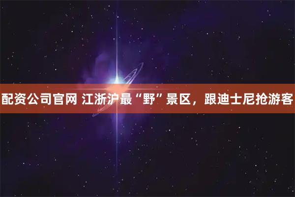 配资公司官网 江浙沪最“野”景区，跟迪士尼抢游客